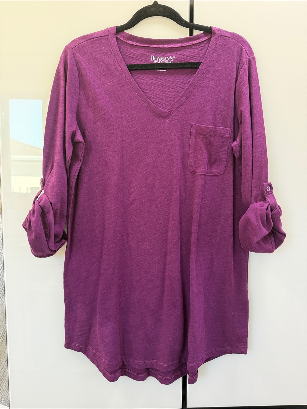 Roaman's Plum V-Neck Pocket Tunic